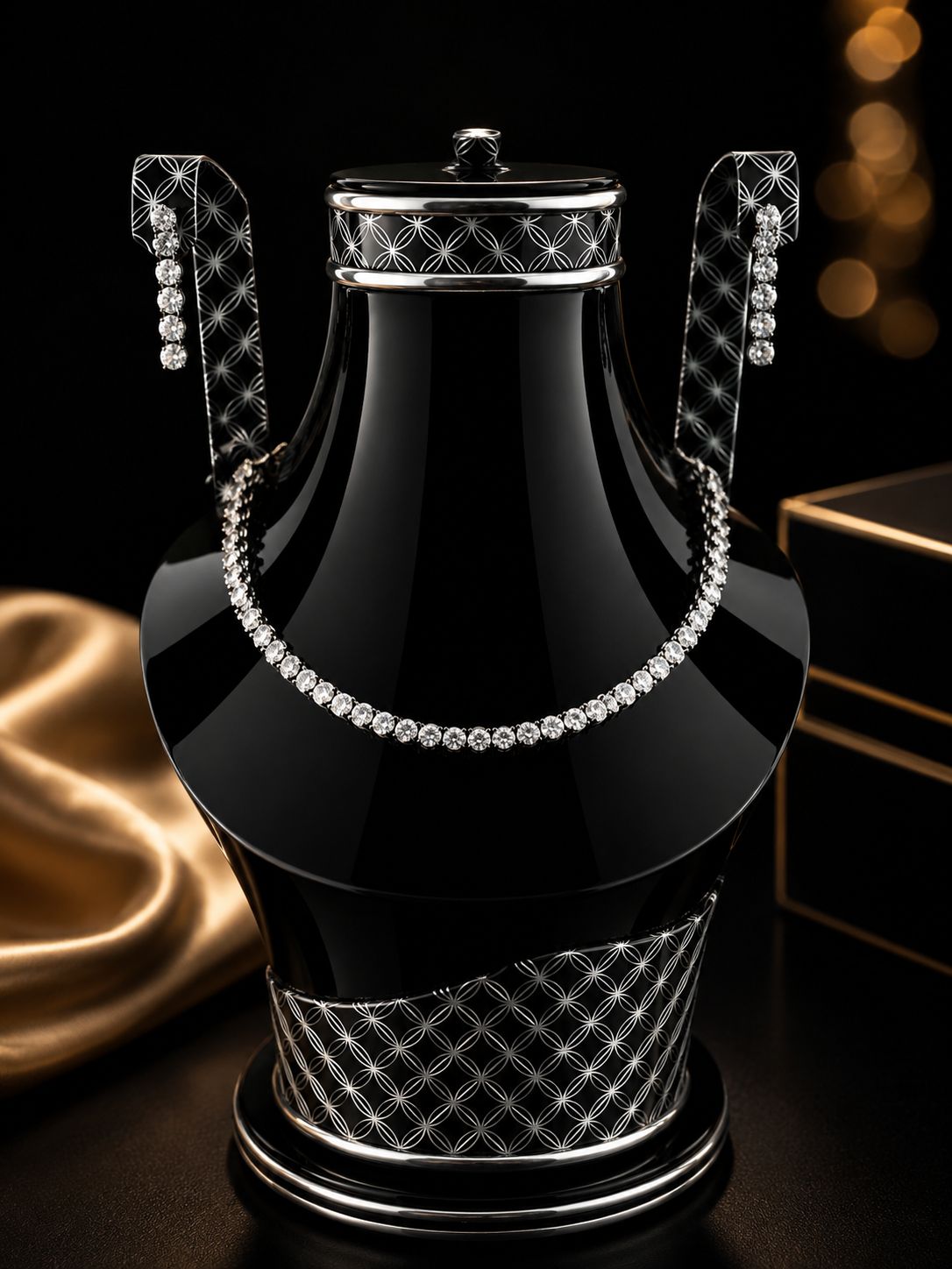 Classic Silver Diamante Necklace Set
