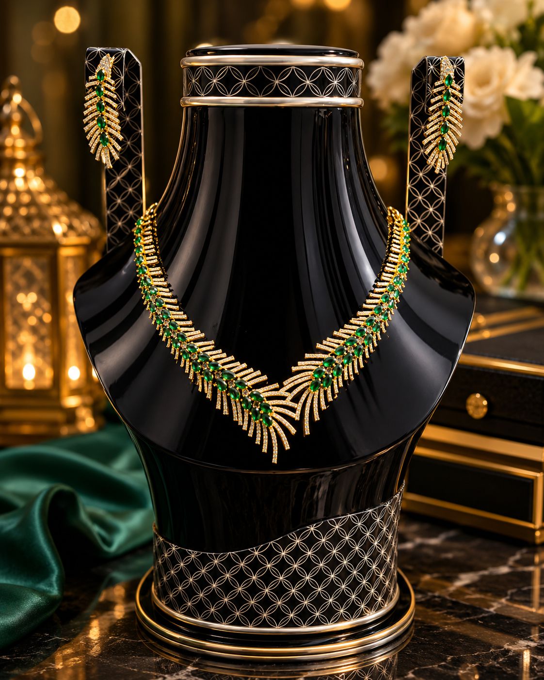 Royal Ruby Gold Necklace Set – Bridal Statement Jewelry