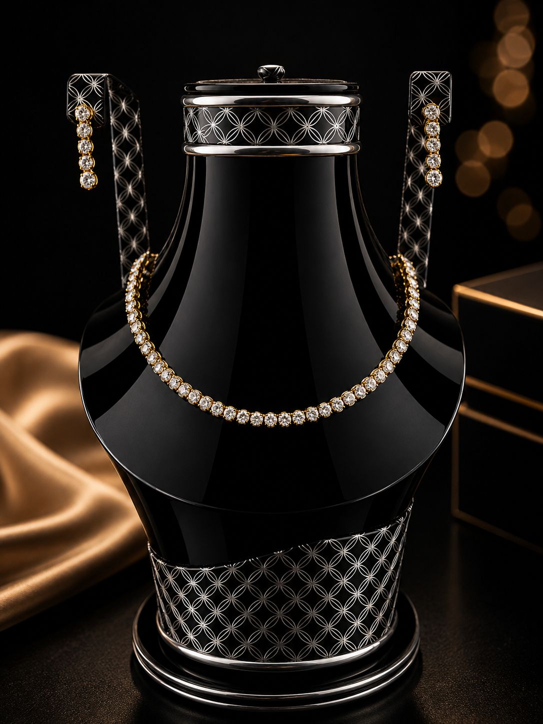Classic Silver Diamante Necklace Set